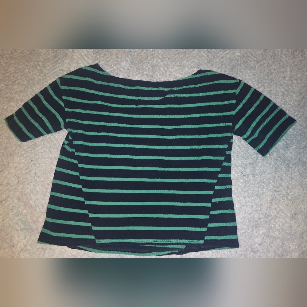 Pilcro ANTHROPOLOGIE Navy and Teal Striped Short Sleeve Tee M - Picture 8 of 8